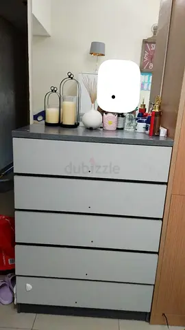 IKEA 5-Drawer Dresser in Light Grey with Stone Top - Good Condition