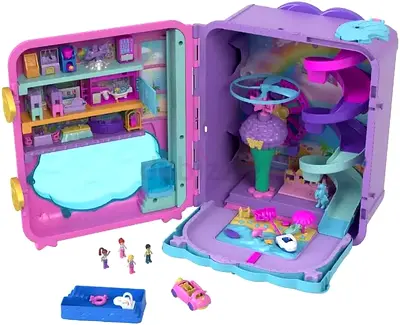 Polly Pocket Portable Playset with Dolls, Slides and Accessories - Compact Foldable Dollhouse