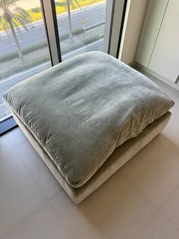 Large Square Pouf / Ottoman - Light Green