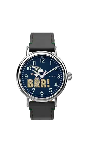 Timex Analog Mens Watch with Leather Strap - Blue Dial (BRR! Design)