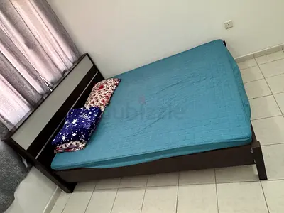 Used king size bed frame with headboard - dark wood finish
