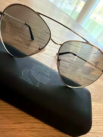 Karl Lagerfeld Gold aviator sunglasses with black case - good condition