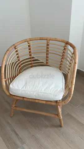Rattan Armchair with Removable Cushion - Light Natural Finish