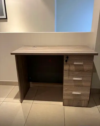 Small wooden study desk with 3 drawers - good condition