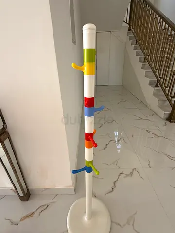 Standing coat rack with colorful hooks - good condition