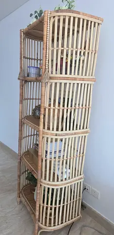 Handmade Rattan Shelf Unit — 5-Tier Natural Storage Stand