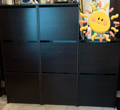 IKEA BRISSA style 8-drawer shoe/storage cabinet - dark brown/black, good condition take all for 350