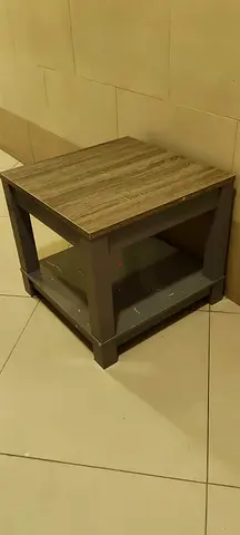 Modern Wooden Square Side Table with Lower Shelf