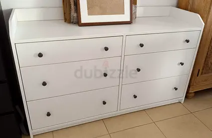 White 6-Drawer Chest - Good Condition Ikea 138x46x83 cm, 200DHS