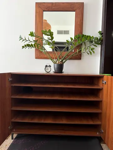 Customized Wooden Shoe cabinet with multiple shelves, sturdy, heavy and in good condition