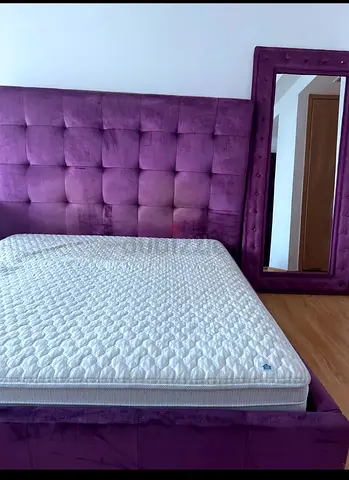 Urgent sale  Velvet Bed Frame with Headboard and Mirror - pick up by today -Dismantled and kept it