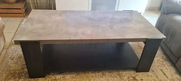 Modern concrete-look coffee table with lower shelf