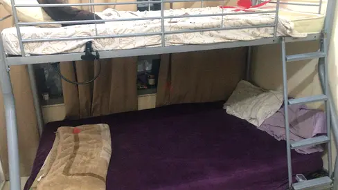Metal Bunk Bed with Double Bottom Mattress for kids- Good Condition