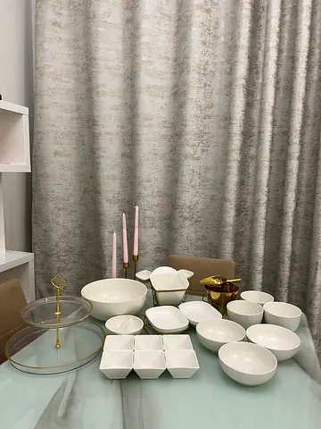 White Ceramic Serving Set with Bowls and Platters dishes