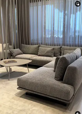 Customized Modern Grey L-Shaped Fabric Sofa - Comfortable Sectional