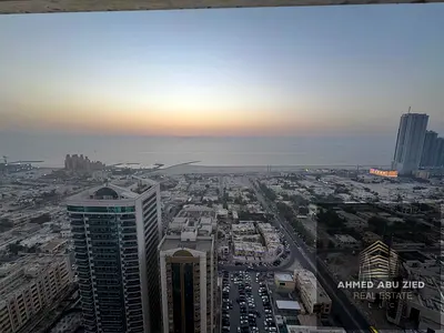 اكبر مساحه 3 غرف وصاله للإيجار السنوي باطلاله بحريه كامله - الراشديه 3 - عجمان وان
