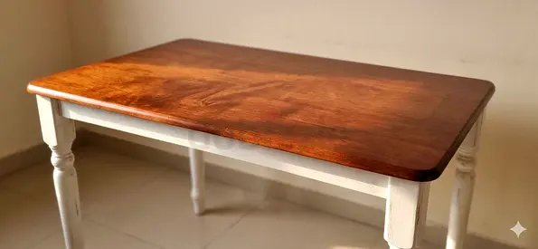 Sturdy Wood Dining Table with White Frame