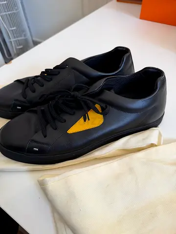 Fendi Black Leather Sneakers - Men’s Casual Shoes, Size 43