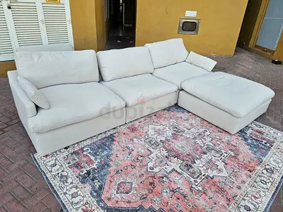 Swin feather 🪶 filled modular sofa with footstool