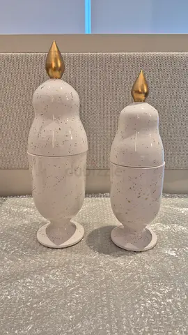 Contemporary Speckled Ceramic Ginger Jars with Lids. Set of 2.