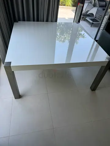 Square white dining table
