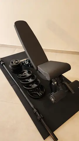 🏋️‍♂️ 1441 Fitness Adjustable Bench + 220 cm Olympic Bar + 65 kg Weight Plates