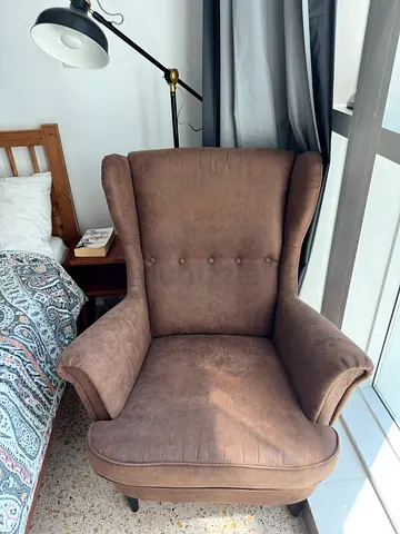 Comfortable Upholstered Wingback Armchair in Good Condition - IKEA Strandmon