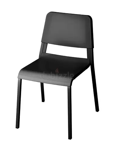 Ikea Teodore 2 Black Chairs + 5 White Chairs - Sturdy Metal Frame, lightweight and stackable