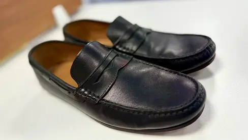 Means Shoes Massimo Dutti Black Leather Penny Loafers