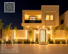 Villa for sale in Ajman, Al Yasmin area. 5 master bedrooms, majlis, living room, and maid's room. Fr