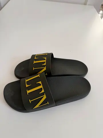 Black Valentino-style VLTN Slides — Mens/Unisex Casual Sandals