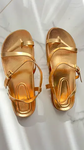Zara Gold flat strappy sandals -  size 39 used twice