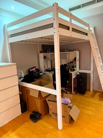 Stora Solid Wood Loft Bed Frame + Mattress (21cm height)
