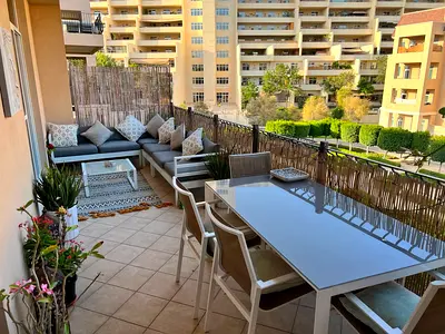 Large outdoor table with 6 chairs