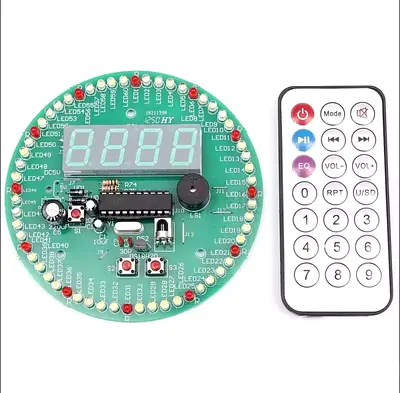 4-Digit Digital LED Tube Display Rotating Clock DIY Kit with Alarm, Temperature Display  IR Remote