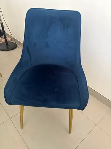 Blue Velvet Dining Chair with Gold Legs
