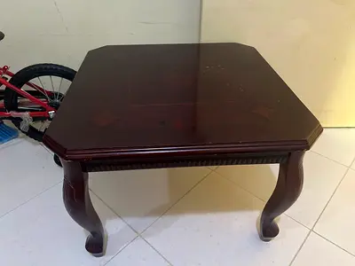 Solid Wood Square Coffee Table with Carved Legs
