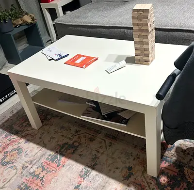 IKEA White rectangular coffee table with lower shelf - good condition