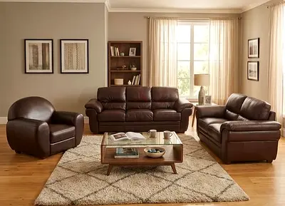 Sofa Leather Brown 6 Seater
