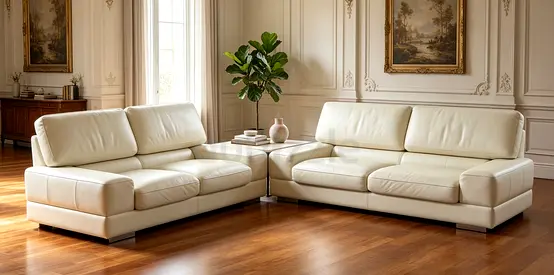 roche bobois couch leather white 3+2