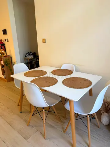 White Scandinavian Dining Table with 4 Chairs