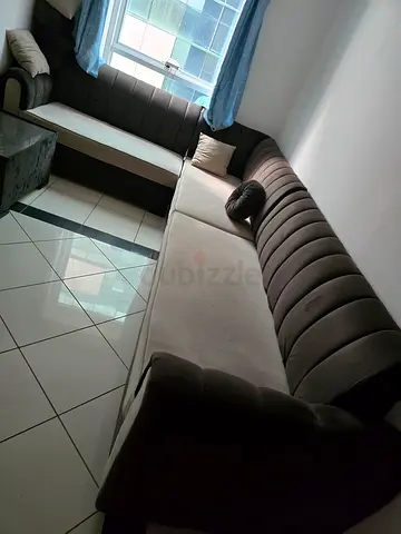 Large L-shaped Fabric Sofa - Good Condition