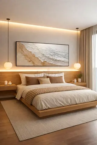 Modern Minimalist Platform Bed with Side Tables (Complete Set)