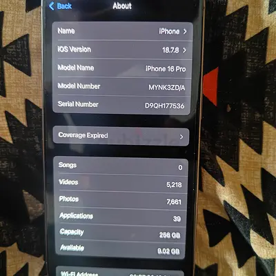iPhone 16 Pro 256GB — Good Condition, iOS 18.7.8
