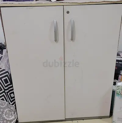 White two-door storage cabinet / cupboard - good for home or office