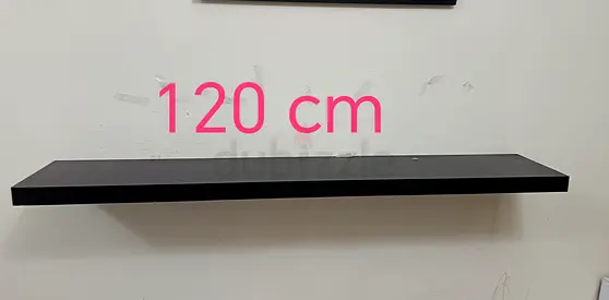 120 cm Wall-mounted Floating Shelf - Dark Wood/Black