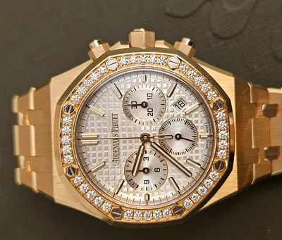 Audemars Piguet Royal Oak Chronograph 18K Rose Gold Diamond Bezel