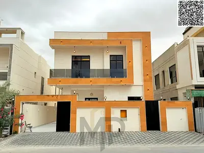 Luxury villa with a stone facade and modern design for sale in Al Yasmin – Ajman | Strategic location and excellent price