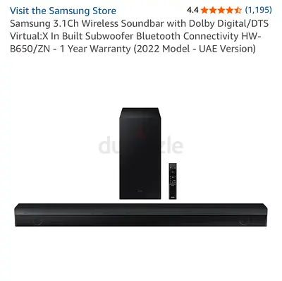 Samsung 3.1ch Wireless Soundbar with Subwoofer (HW-B650/ZN) - UAE Version