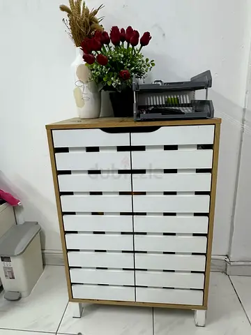 Small wooden cabinet with multiple drawers - white front